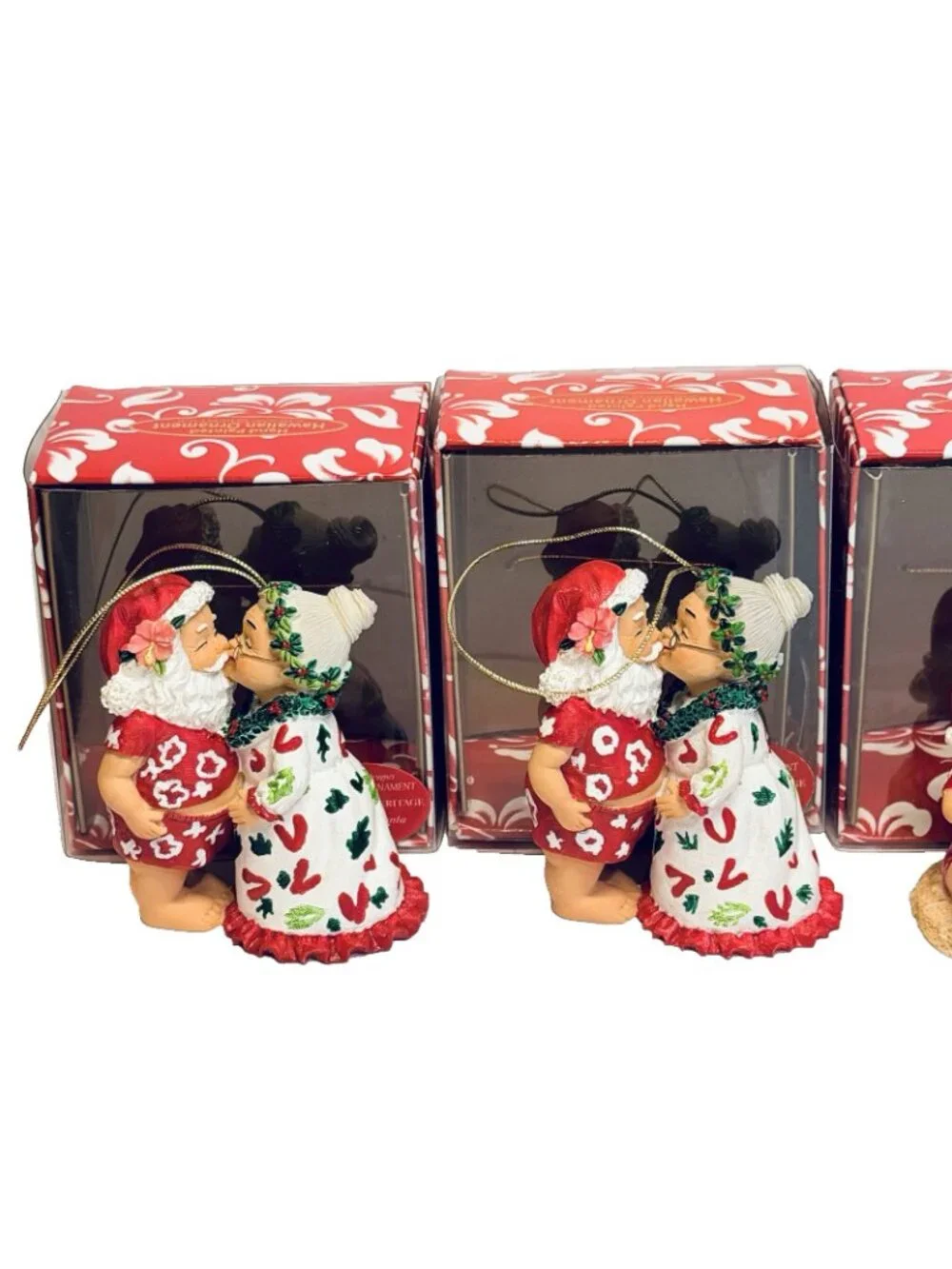 Island Heritage Hawaii Ornaments Lot of 6 Santa Mrs. Claus Slippers Aloha Shirt